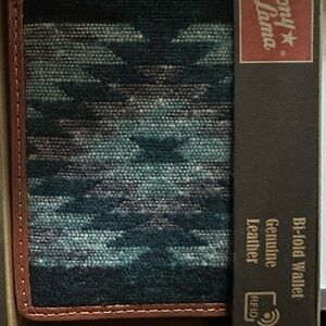 Tony Lama Patterned Blue and Brown Bi-Fold Wallet